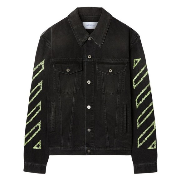 Off-White Diagonal Arrow Outl Denim Skate Jacket - NWT - Picture 1 of 5
